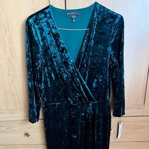 Brand New With Tags Maggy London Green Velvet Wrap Dress